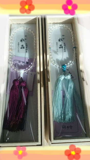 片手念珠　水晶　京都オパール　胡粉・瑠璃